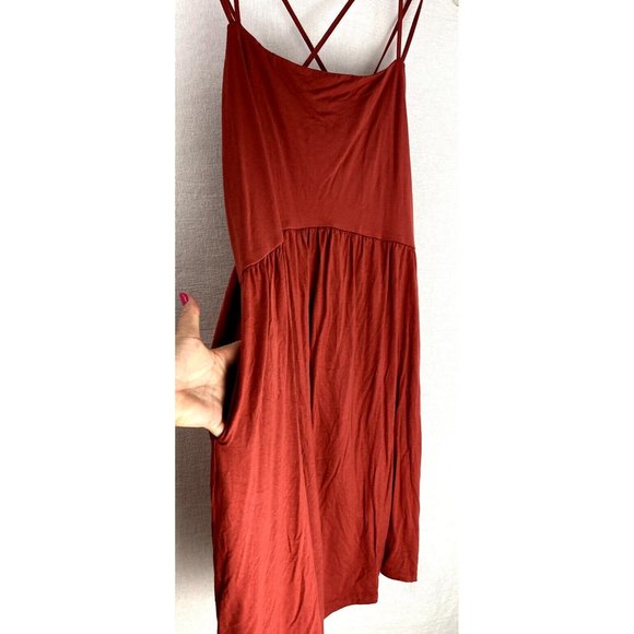 Old Navy  Fit & Flare Cami Mini Cross Cross Back Dress XXL red Pockets not NWT - Picture 3 of 9